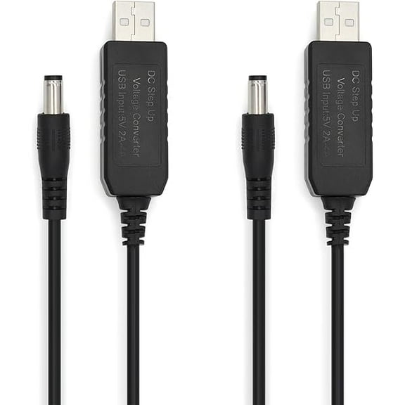 2 Pack USB DC 5V to DC 9 Volt USB Power Supply Cable, Max Current 800mAh, Tip Negative Connector, Compatible for Guitar Effects Pedals Power Supply Adapter