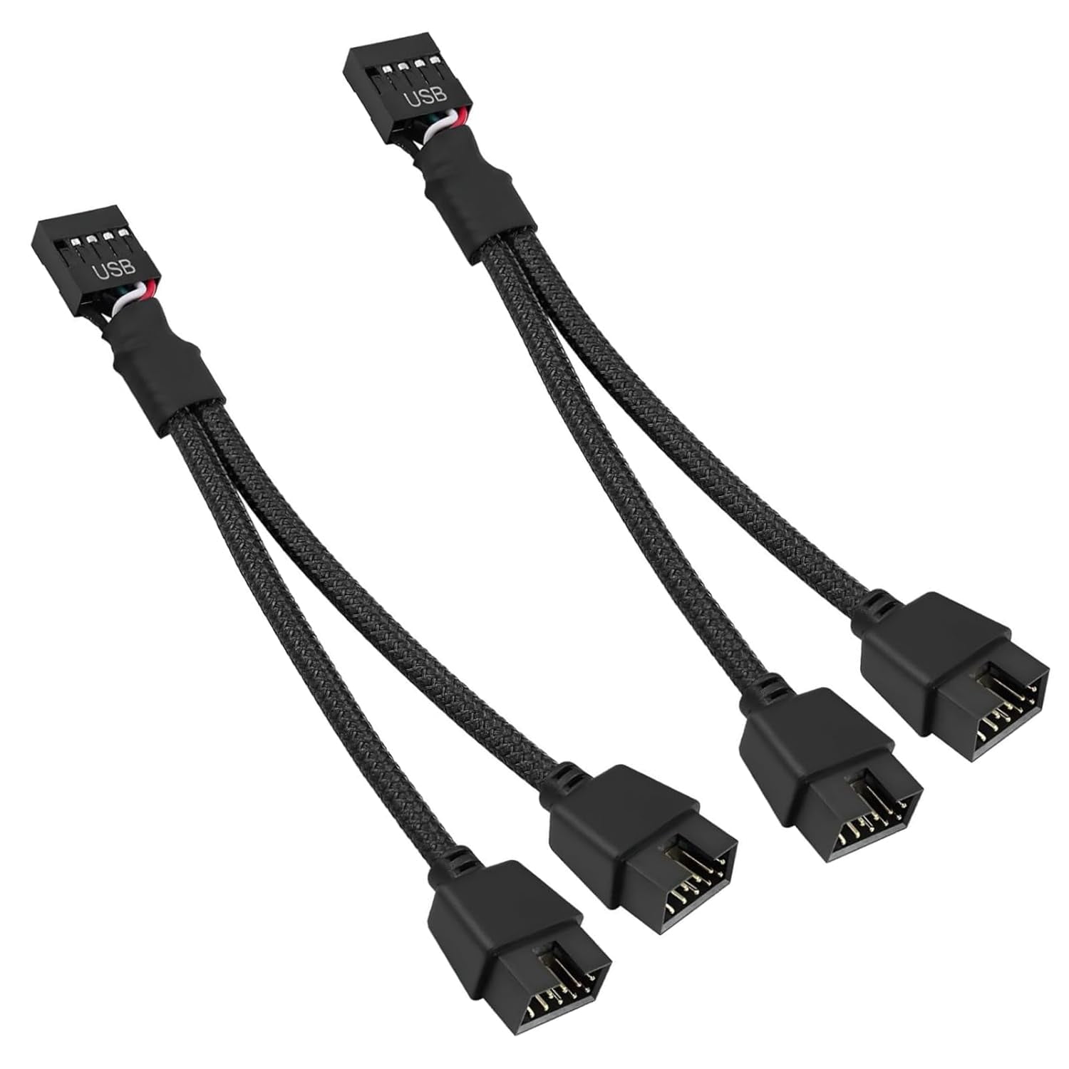 2 pack usb header splitter usb 2 0 9pin female to dual 9pin male