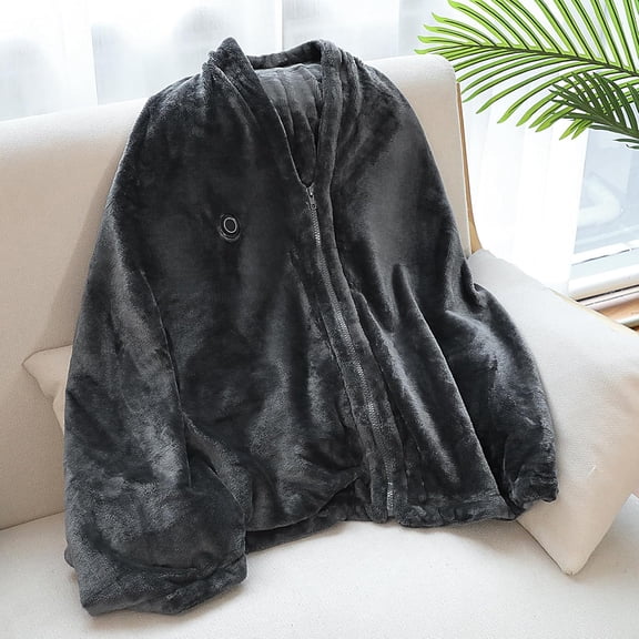 2 Pack USB Heated Blanket 31.5 x 60 Inch Heated Blanket Throw with Pockets Wearable Machine Washable Cozy Soft for Home Outdoor, Gray