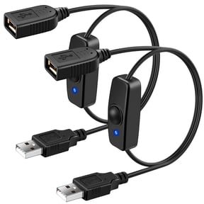 2-Pack USB On/Off Switch Cable Supply Data and Power, USB Switch Cable Male to Female Cable for PC, TV, Car, USB Fan, LED Strips