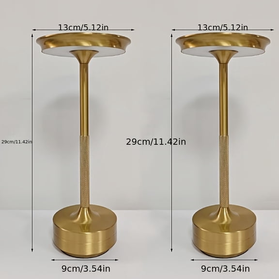 2-Pack USB Rechargeable Desk Lamp, Touch Control, Eye-Care Reading Light, Retro Metal Design, Tri-Color Stepless Dimming, Ideal for Home & Bar Ambient Lighting
