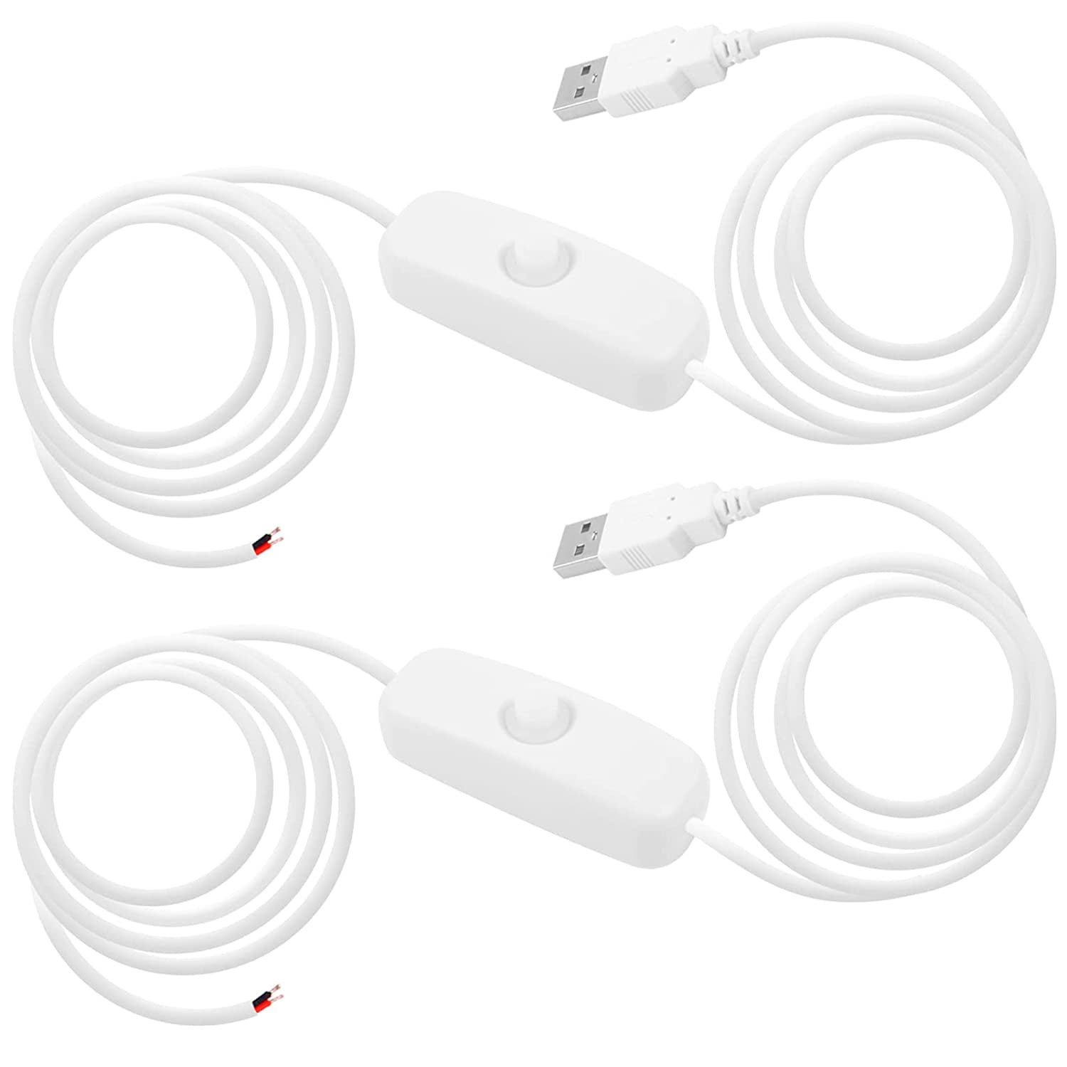 2Pack USB Switch Button Extension Cables, USB Male Plug 2 Pin Wire DIY