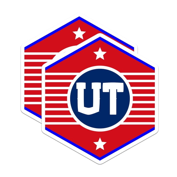 (2 Pack) UT Pride Stickers - Collegiate Initial - School Spirit Decals - 5" On Longest Side - Sticks to Smooth Flat Surfaces - Made in USA - BMCS18200