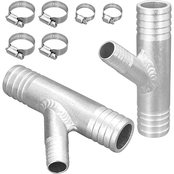 2-Pack UTV Cab Heater Y-Fitting Adapter - 1" to 5/8" Aluminum Hose Connector with Clamps, Compatible with CAN-AM RZR, Polaris, Yamaha, Honda SXS/UTV Models