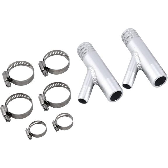 2-Pack UTV Cab Heater Y-Fitting Adapter - 1" to 5/8" Aluminum Hose Connector with Clamps, Compatible with CAN-AM RZR, Polaris, Yamaha, Honda SXS/UTV Models