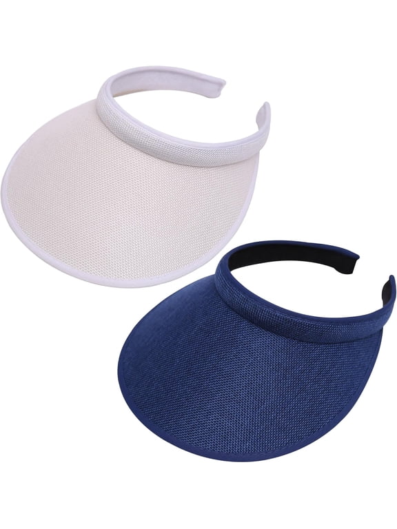 2 Pack UV Protection Wide Brim Clip-On Sun Visors, Lightweight Outdoor Cap for Men Women Golf Beach