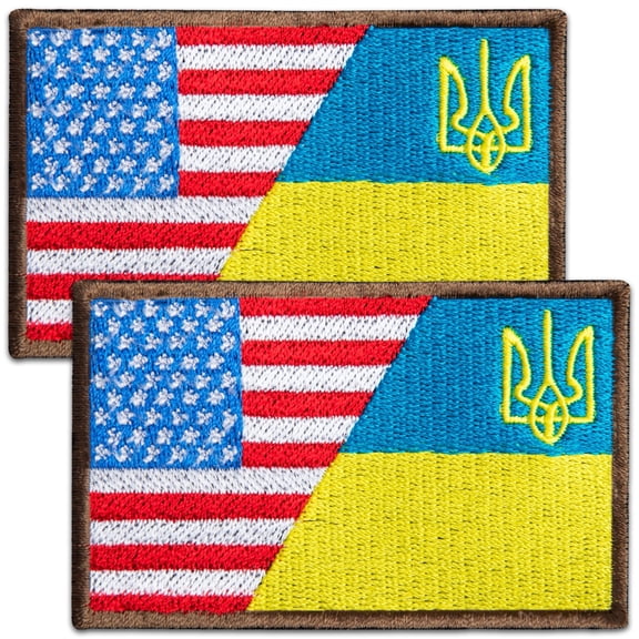 2-Pack Ukraine American Flag Patch, Embroidered USA Ukraine Patch