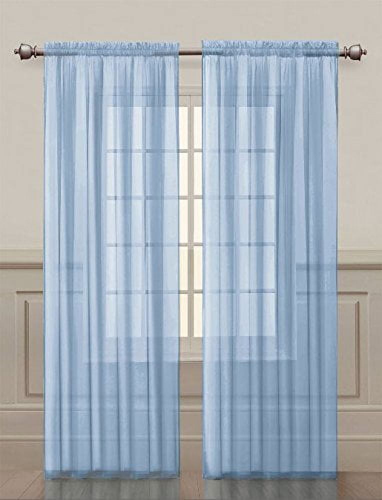 2 Pack: Ultra Luxurious High Thread Rod Pocket Sheer Voile Window Curtains by GoodGram® - Baby Blue