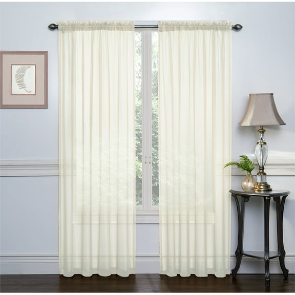 2 Pack: Ultra Luxurious High Thread Rod Pocket Sheer Voile Window Curtains by GoodGram - Ivory