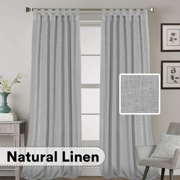 2 Pack Ultra Luxurious High Woven Linen Elegant Curtain Panels Light Reducing Privacy Panels Drapes, Tab Top Curtain Set, Extra Long 52x108-Inch, Dove