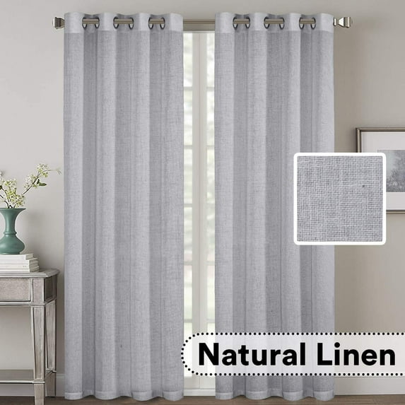 2 Pack Ultra Luxurious Solid High Woven Linen Elegant Curtains Nickel Grommet Breathable and Airy Drapes for Bedroom / Livingroom - 52 by 96 Inch, Set 2 Panels, Dove