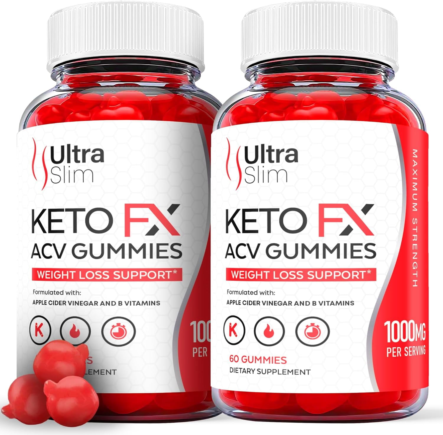 (2 Pack) Ultra Slim Keto FX Keto ACV Gummies Apple Cider Vinegar