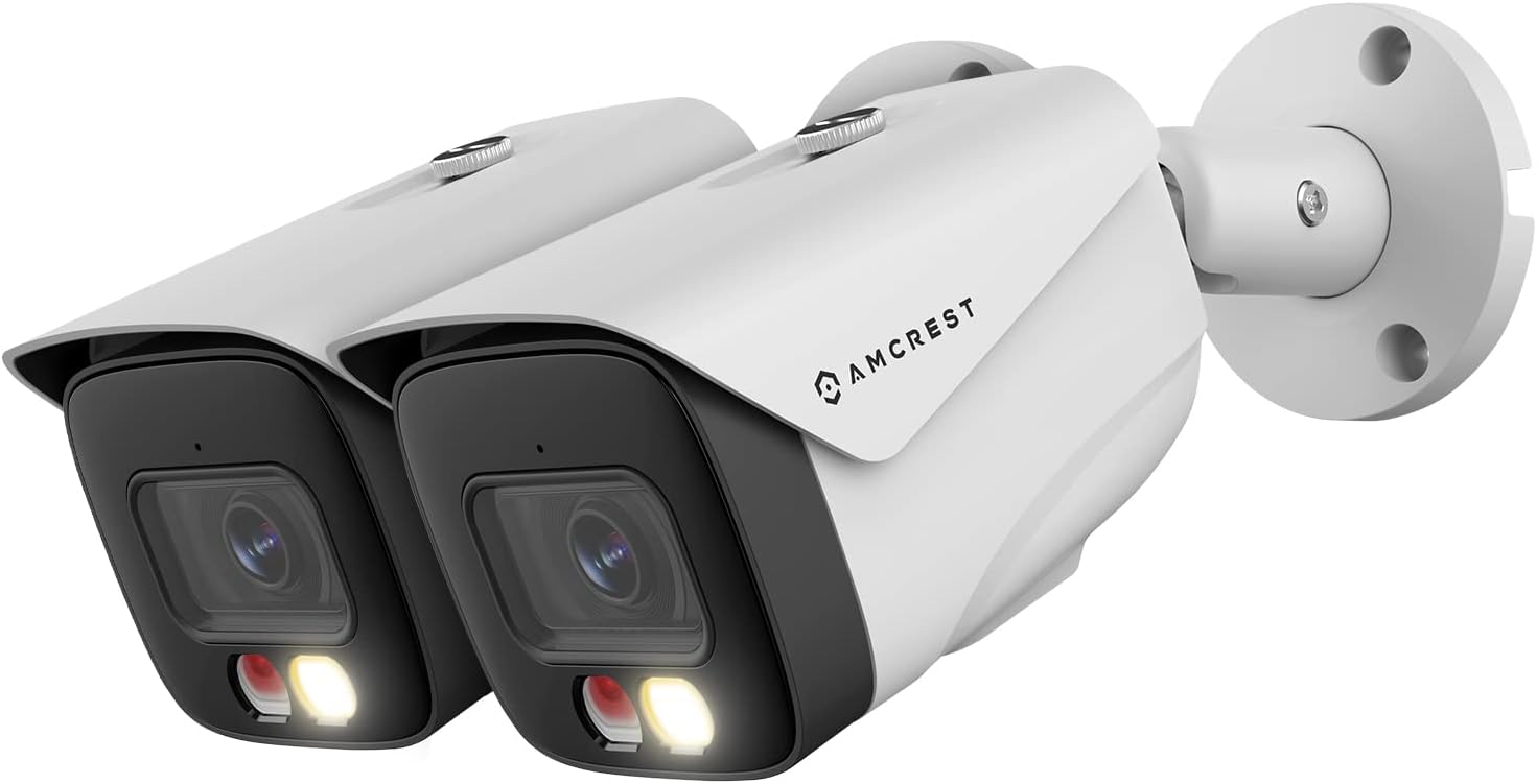 2-Pack UltraHD 4K IP PoE AI Camera, FOV 129°, 49ft Color Nightvision ...