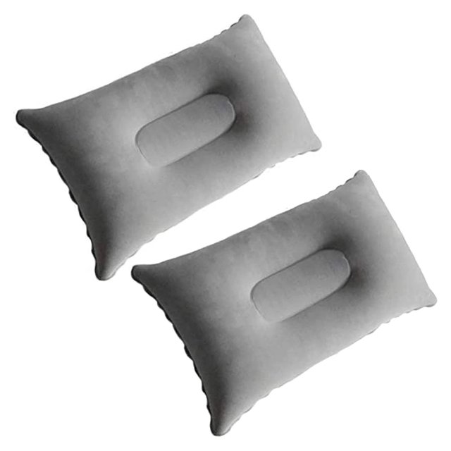 2 Pack Ultralight Inflatable Pillow Small Squared Flocked Fabric Air