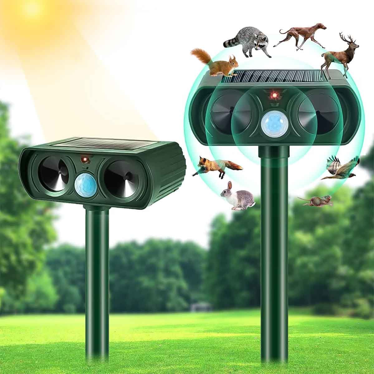 2 Pack Ultrasonic Animal Repellent Outdoor Deer Repellent Devices Cat