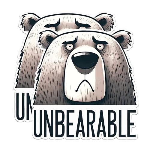 (2 Pack) Unbearable Bear Magnets - Funny Animal Magnets - Cute Refrigerator Magnets- 5" On Longest Side - for Fridges, Toolboxes, Cars - Made in USA - MAG2644
