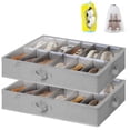thumbnail image 1 of 2-Pack Under Bed Shoe Organizer for 24 Pairs with 18 Travel Bags & 1 Washing Bag, Large Storage Containers with Clear Lid & Adjustable Dividers, 1 of 9