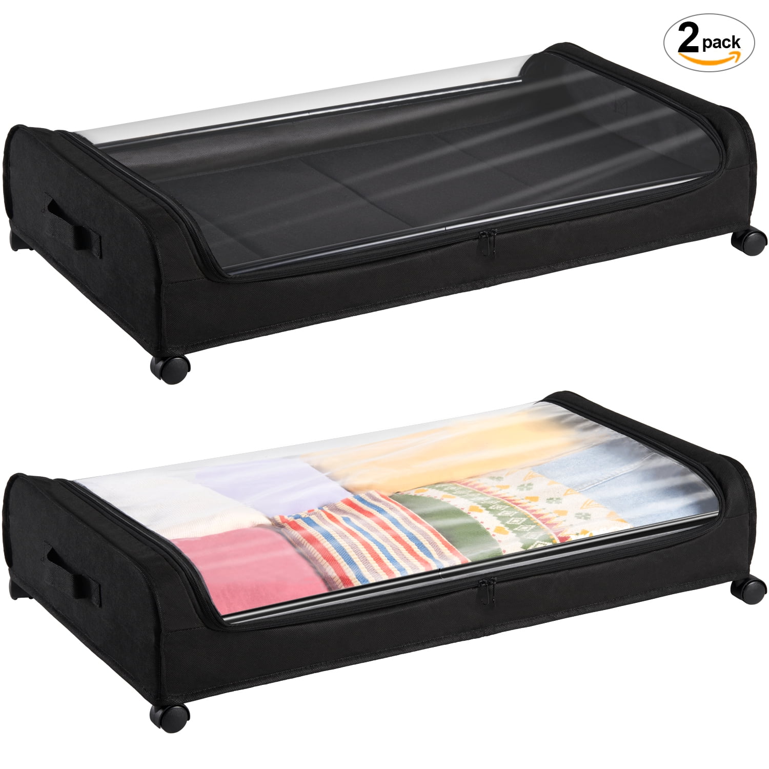 2 Pack Under Bed Storage Containers, Under Bed Shoe Storage With Wheels