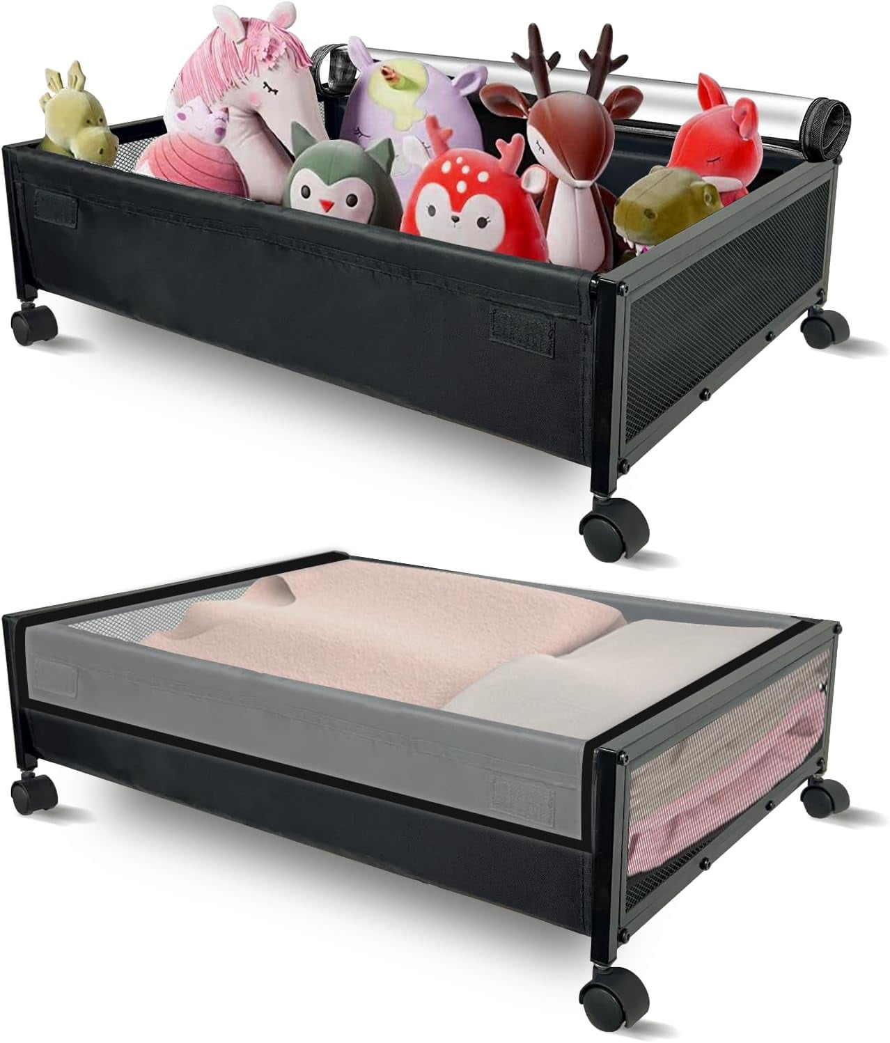IAZ 2Pack Underbed Storage Bins with Wheels, Rolling Drawer for