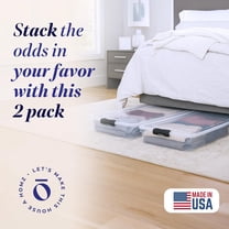 2-Pack Under Bed Storage  Plastic Containers with Lids, 60 Quart Gray Latch - Stackable Organizer Bins for Shoes, Clothes, Towels