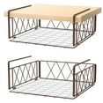 thumbnail image 1 of 2 Pack Under Shelf Hanging Basket, Vertical Wire Rack Hoom Decor for Hanging Storage Baskets, Bronze, 1 of 7