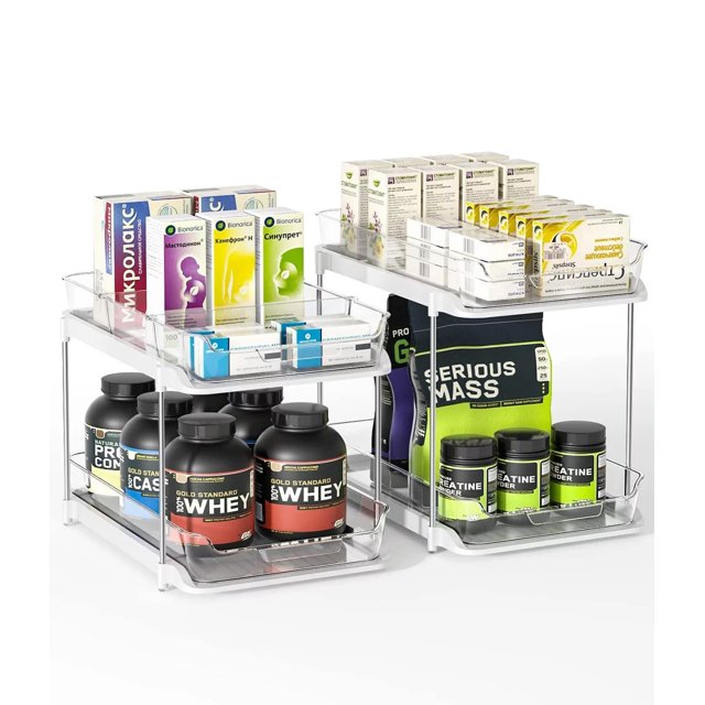 2Pack Under Sink Organizer, 2 Tier MultiPurpose Large Capacity
