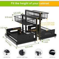 2 Pack Under Sink Organizer, Adjustable Slide Out Cabinet Storage for Kitchen Bathroom