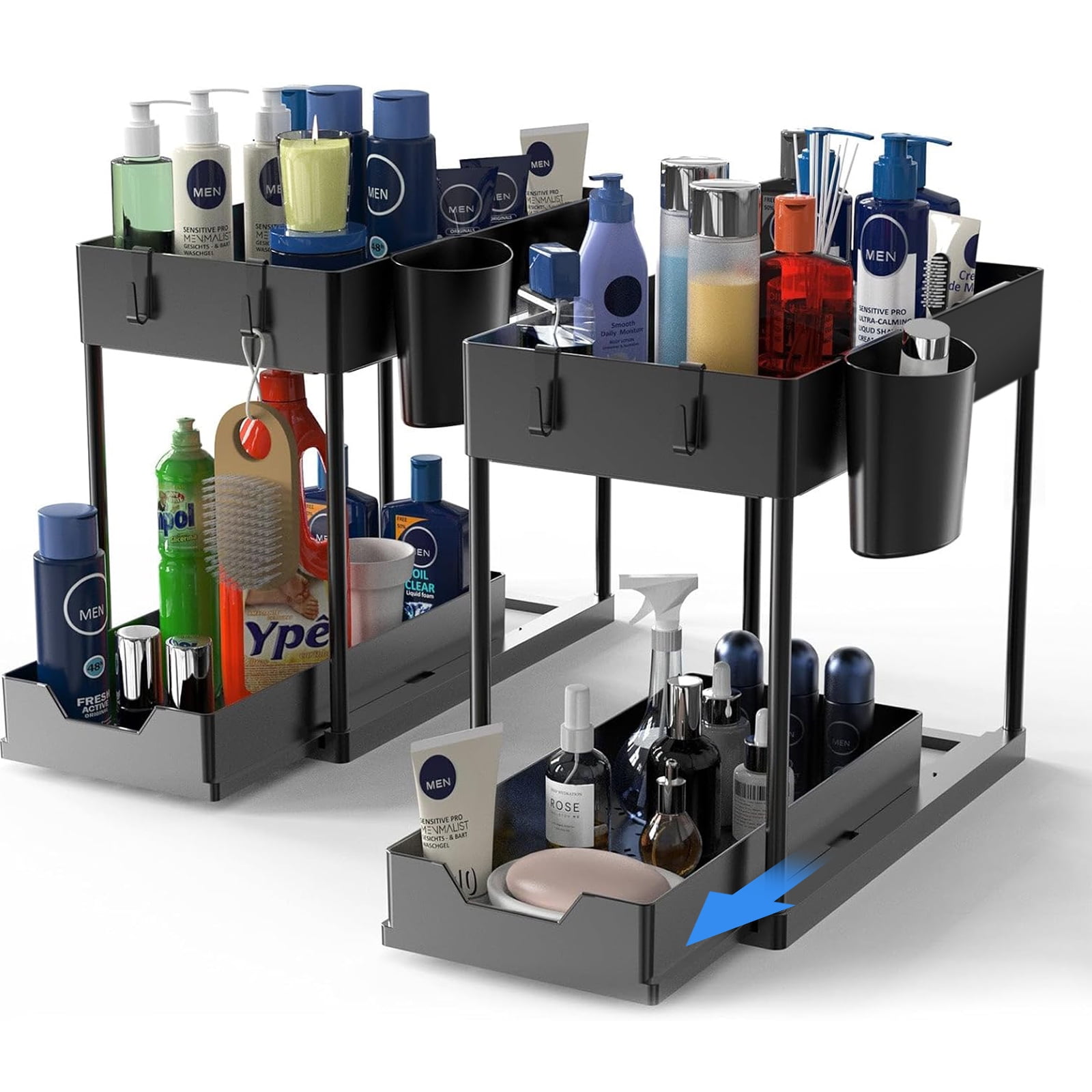 2 Pack Under Sink Organizer and Storage, 2 Tier Under Sink Bathroom ...