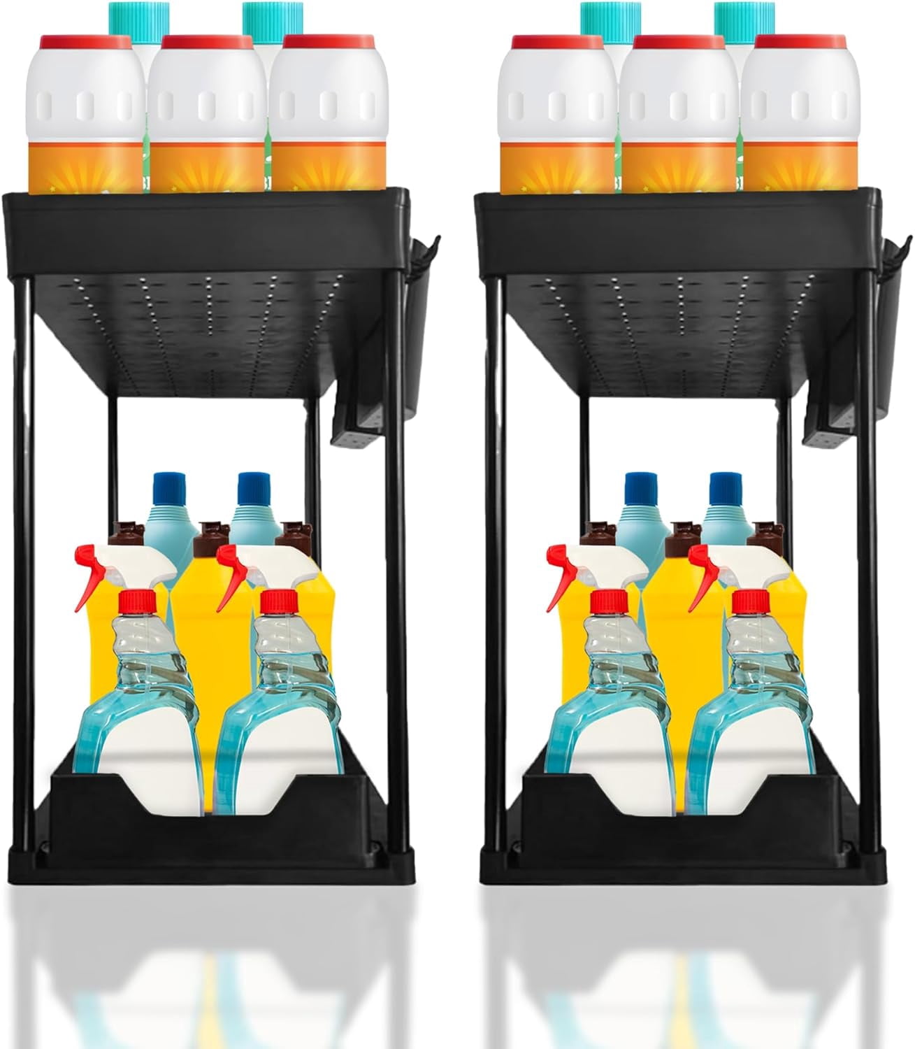 Curated visual reference: Visual Reference: 2 Pack Under Sink Organizers Adjustable Pull Out Organizer Kitchen