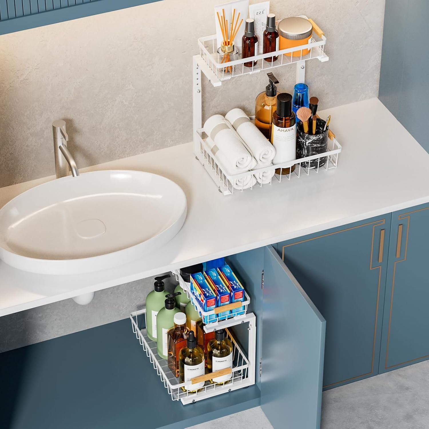 2 Pack Under Sink Organizers and Storage, Height Adjustable Cabinet ...