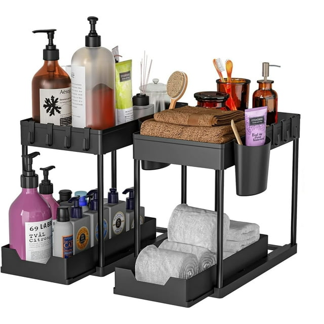 2 Pack Under Sink Organizers and Storage, Wattne Kitchen Bathroom Sink
