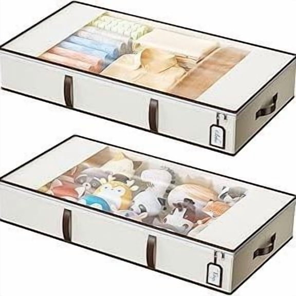 DELAMU 2-Pack Underbed Storage Boxes | Silent Wheels | Dustproof ​​Clear Window | Drawer Lightweight Bin | Easy Organizer for Apartments/Dorm/Bedroom