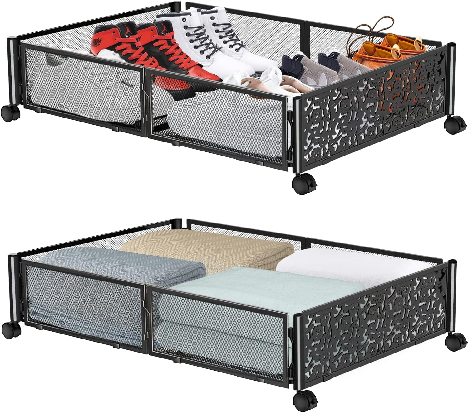 2 Pack Underbed storage, underbed storage containers with wheels