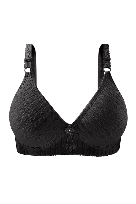 2 Pack Underwire Bras for Women Lace Wireless Enhancement Plunge Support Underwear,Black,44