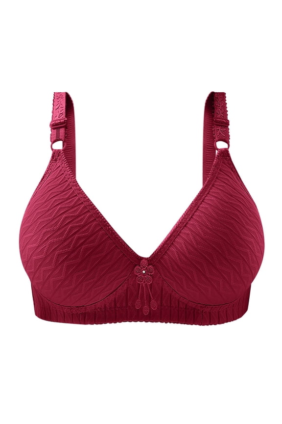 2 Pack Underwire Bras for Women Lace Wireless Enhancement Plunge Support Underwear,Red,44