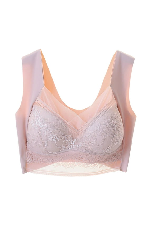 2 Pack Underwire Bras for Women Light Wireless Side Control Seamless Tank Plus Size Underwear,Coffee,3XL