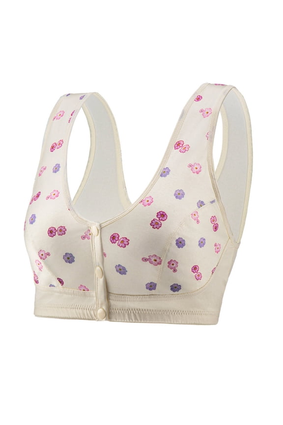 2 Pack Underwire Bras for Women Side Support Ice Silk Front Closure Mature Underwear,Yellow,44