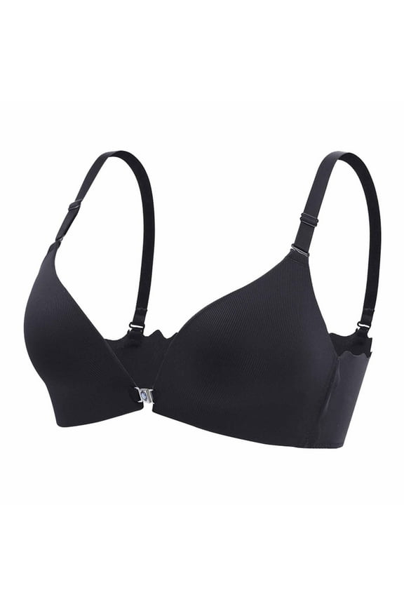 2 Pack Underwire Bras for Women Smooth Seamless Front Closure Back Wireless Thin Bralettes Push Up Underwear,Black,36