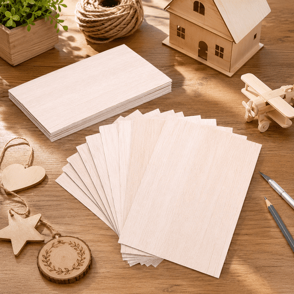 2 Pack Unfinished Basswood Sheets, Thin Craft Wood Plywood Boards for DIY Ornaments, Model Building, Laser Cutting, Wood Burning, Painting, Carving, House Aircraft Ship Boat Crafts