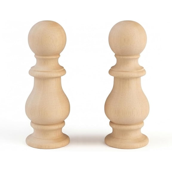 2 Pack Unfinished Wooden Finials for Bed Posts, 6.7" Tall x 2.4" Wide Decorative Wood Finials for Furniture, DIY Crafts & Home Decoration