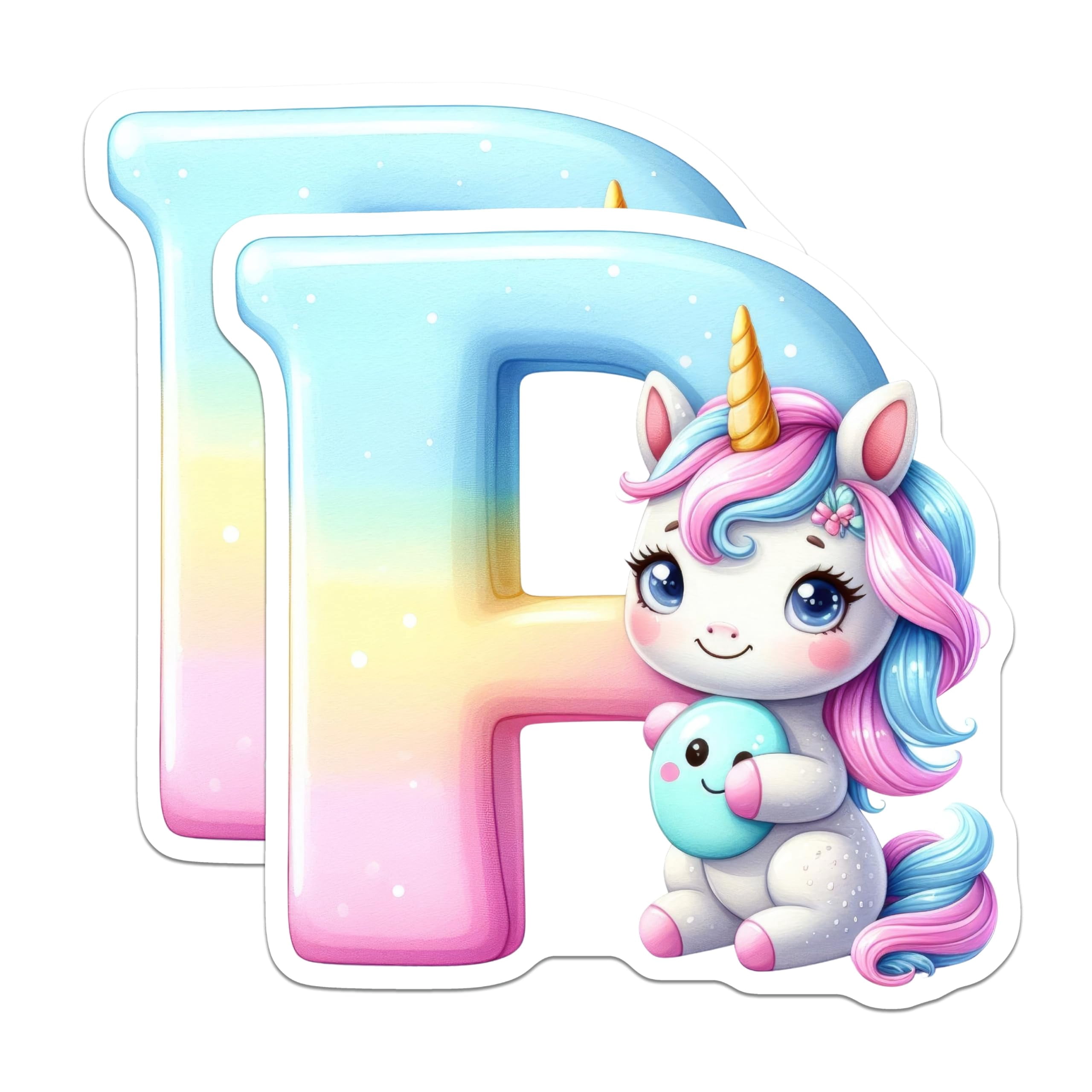 (2 Pack) Unicorn Initial R Stickers - Cute Animal Letter - Girly ...