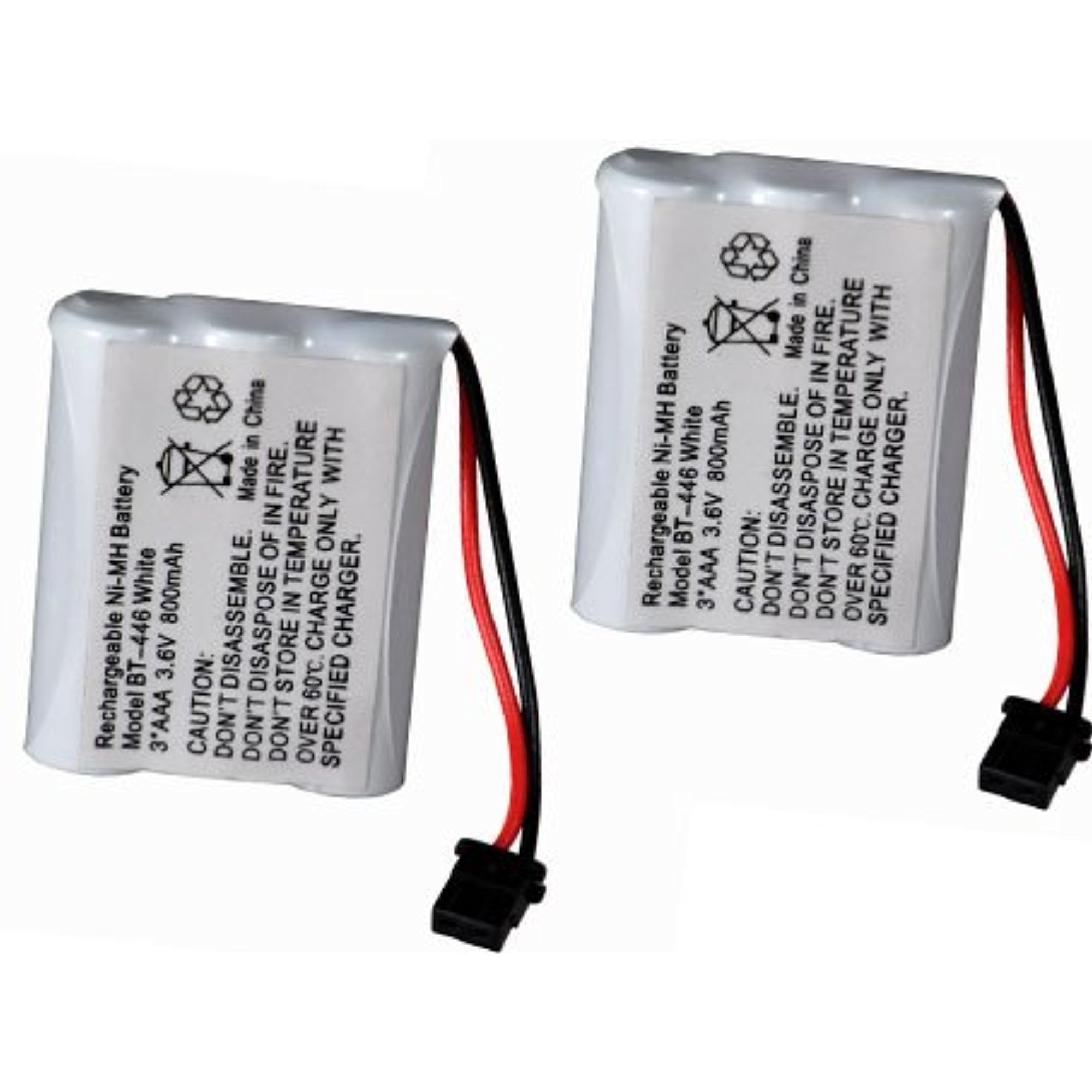 2 Pack Uniden 800mAh cordless phone battery white