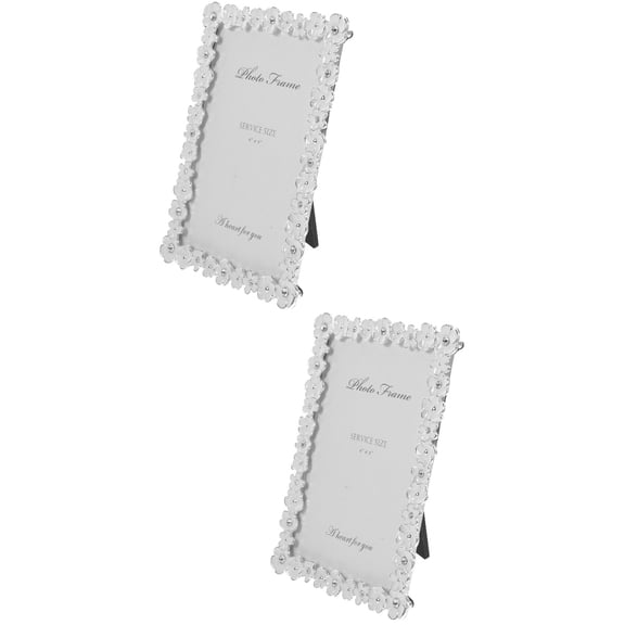 2 Pack Unique Frames Small Flower Rhinestone Photo Design Desktop Decoration