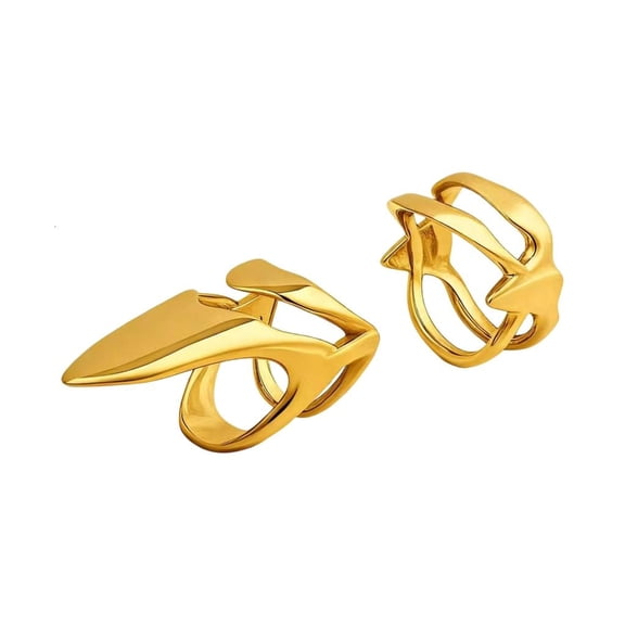 2 Pack Unique Nail Rings Claw Shape Statement Jewelry Fingertip Nail Art Rings Alloy Texture for Costume and Party Wear