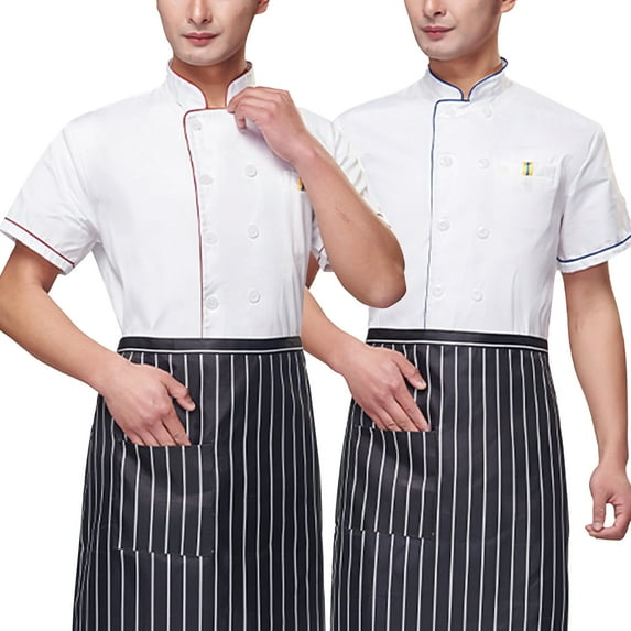 2-Pack Unisex Chef Jacket Color Piping Chef Coat Lightweight Kitchen Working Chef Uniform