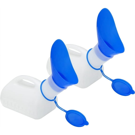 2 Pack Unisex Toilet for Car, Portable Urinal for Men and Women, Spill Proof Pee Bottle with Lid and Funnel for Hospital, Home, Camping, Car Travel