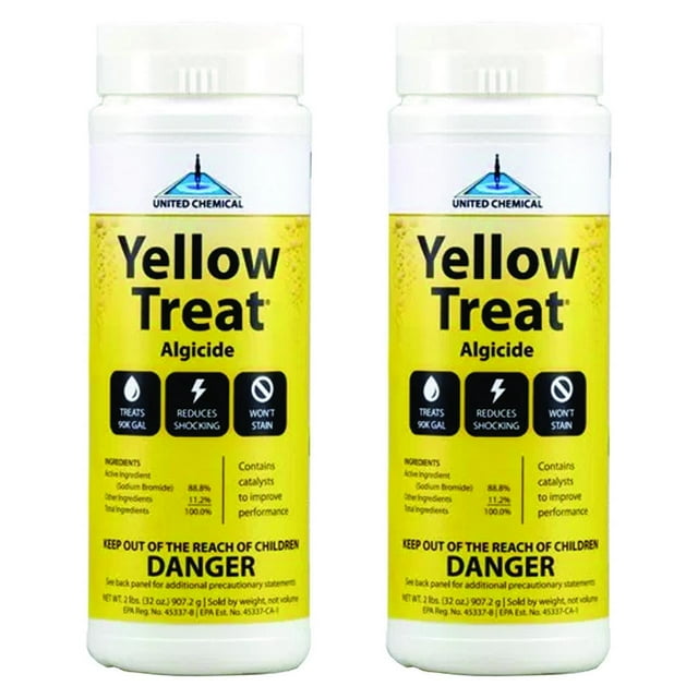 2 Pack United Chemical Yellow Treat 2lb Algae Remover for Swimming Pools & Spas