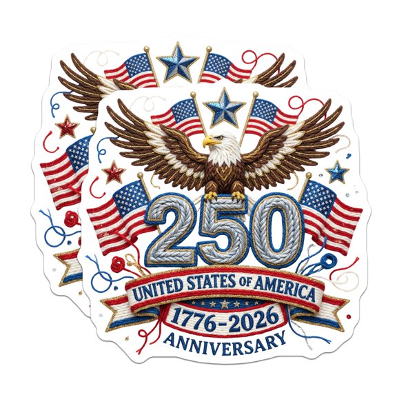 (2 Pack) United States 250th Anniversary Magnets - Patriotic Americana Decor - American History Keepsake - 5 Inches On Longest Side - Thick Durable Magnet - Made in USA