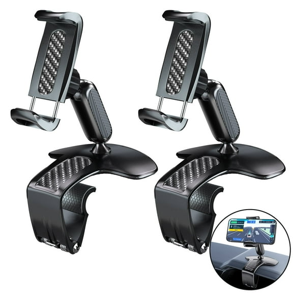 2 Pack Universal 360 Dashboard Cell Phone Holder, Upgrade Clip Car Phone Holder Mount for Dashboard 360 Degree Rotation Dash Board Phone Mount Fit for iPhone,Samsung,Google,Nokia, 4 to 7" Smartphones