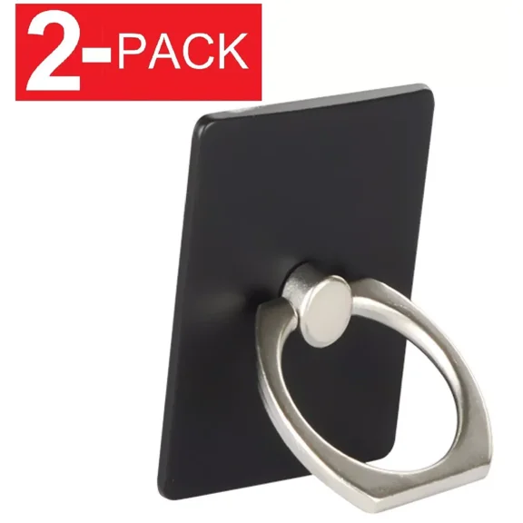 2 Pack: Universal 360 Rotating Finger Ring Stand Holder For Phone&Tablet- Black